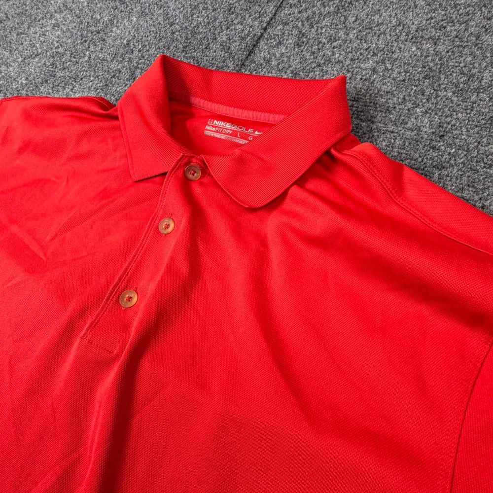 Nike Golf Mens Size L Large Nike Fit Dry Red‎ Short Sleeve Piqué Polo Shirt